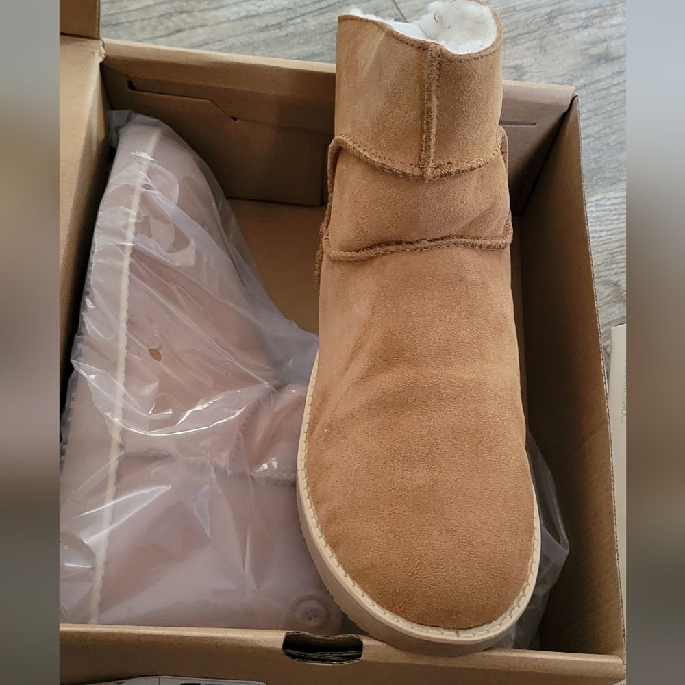 Aussie Merino Phillipa Suede Shearling Low Boots Chestnut NEW Women's Size 10